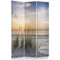 Feeby Paravent Landschaft Grass Strand Wasser 110x180 cm 3 Teilig Modern Design einseitig Wandschirme Foto Trennwand Raumtrenner Sichtschutz Spanische Wand auf Leinwand Bedruckt Meer Sand Himmel