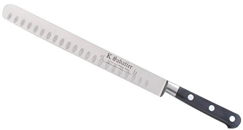 K SABATIER - Jambon 25 Cm Alveole Gamme Authentique - Acier Inoxydable - Manche Noir - 100% Forge - Entièrement Fabrique en France