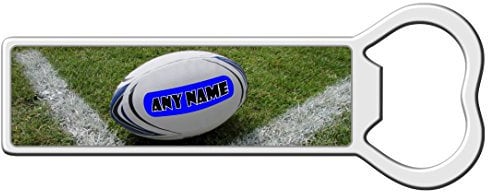 PERSONALISED RUGBY BALL PRINT BOTTLE OPENER FRIDGE MAGNET