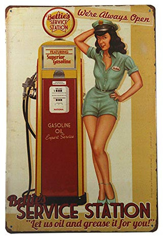 Plaque en métal vintage motif pin-up avec inscription « Garage Rules», 08, Item Size:( 20x30cm )8x12 inch