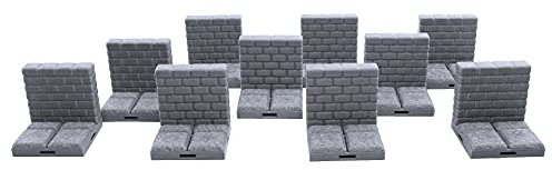 EnderToys Locking Dungeon Tiles – Randfliesen (x10 Stück), Geländelandschaft, Tischplatte, 28 mm, Miniaturen, Rollenspiel, 3D-Druck, lackierbar