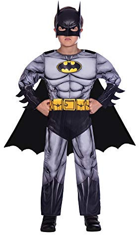 amscan 9906060 - Costume da Batman ufficiale ufficiale Warner Bros. con licenza ufficiale di Batman (8-10 anni), nero e grigio