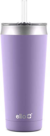 Ello Beacon Vacuum Insulated Stainless Steel Tumbler with Slider Lid and Optional Straw, 24 oz, Lavender