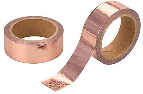 Matory Lot de 2 rouleaux de ruban adhésif Washi en feuille d'or rose solide 15 mm x 5 m pour bricolage, artisanat, emballage cadeau, cadre photo, scrapbooking