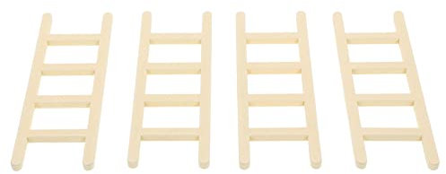 Toddmomy Dollhouse Ladder Tiny Ladders 4Pcs Ladder Ladder Ornament for DIY Craft Landscape Decor Mini Wooden Step Ladder
