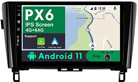 JOYX PX6 Android 11 Autoradio Passt für Nissan X-Trail Qashqai j11 Rouge (2014-2018) - [4G64G] - Kamera KOSTENLOS - 10.1 Zoll 2 Din - Unterstützen DAB SWC Android Auto 4G WiFi BT Carplay 4K-Video HDMI