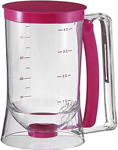 WANGZAIZAI Distributeur de pâte à gâteau, distributeur de pâte à gâteau, distributeur de pâte, avec couvercle et graduation, outil de cuisson, utilisé pour les gâteaux, crêpes, muffins, 900 ml