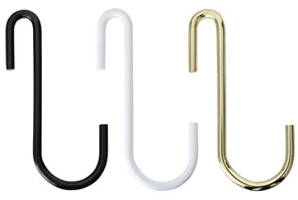 Natural Goods Berlin Design Kleiderhaken GARD FLAT S-Form für 30mm Kleiderstange oder Hakenleiste aus Metall für Garderobe, Küche, Bad, Büro, Garage, Stahlhalter hängend rostfrei stabil (9, Gold)