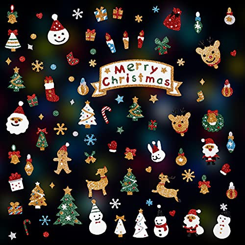 300+pcs Aufkleber Weihnachten, Tikplus Glitzer Weihnachtssticker für Kinder Basteln, Gold Sticker Weihnachten für Karten Basteln, Christmas Scrapbooking Stickers, Fotoalbum Dekoration, 8 Blätter