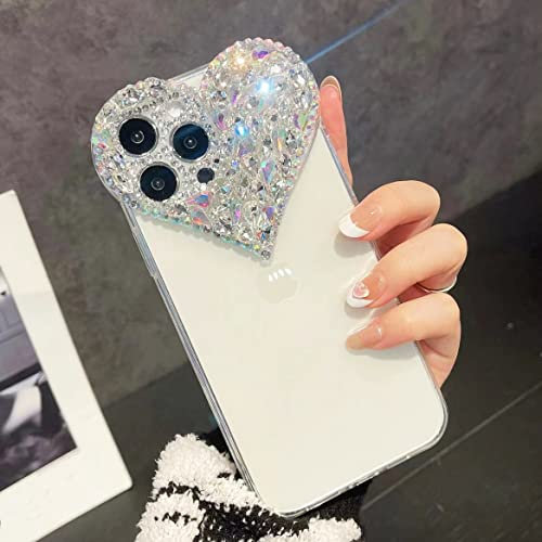 MOSEZA Coque compatible avec iPhone 13, coque de luxe en silicone TPU souple avec strass 3D pour femmes et filles