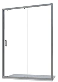 Box Doccia Nicchia 150 cm Mod. Sicily 2 Ante Apertura Scorrevole Vetro Temperato 6mm Trasparente Profili in Alluminio Cromato Flat Design Maniglia in Abs Cromato