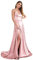 Babyonlinedress BABYONLINE D.R.E.S.S. Robe de Soirée Demoiselle d'honneur Longue Maxi Evasée avec traîne en Satin pour Cocktail Mariage Rose 46