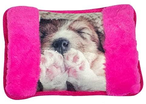 Borsa Acqua Calda Elettrica Con Tasca Morbida Per Le Mani Piedi Scaldaletto Fantasia Cagniolino Colore Rosa