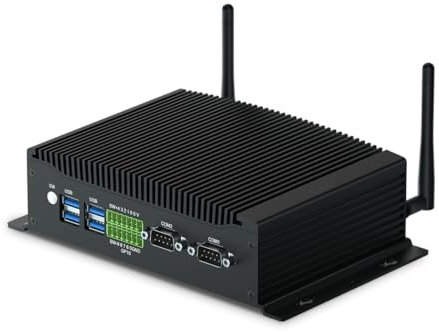 Winziger Industrie Desktop PC Win 11 Pro Lüfterloser Mini PC Industrie PC 8GB RAM DDR4 Core i7 10810U 512GB SSD Dual NIC 2HD DP GPIO RS232 Mini Industriecomputer Dreifachanzeigen WiFi BT4.2 Linux
