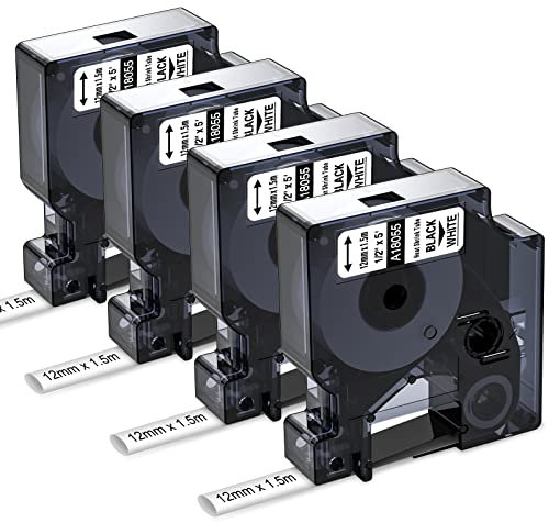 Aken 18055 Kompatibel mit Dymo Rhino Industrie Schrumpfschlauch-Kabeletiketten 12mm x 1.5m Kompatibel mit DYMO Rhino 4200, 5200, 5000,1000, 3000, 6000, ILP-219