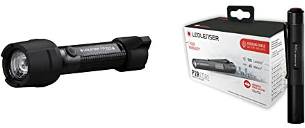 Ledlenser P5R Work Robust Taschenlampe LED & P2R Core Mini LED Stiftleuchte, 120 Lumen, aufladbar mit Lithium Akku, fokussierbar, drei Helligkeitsstufen, Leuchtweite 65m, USB Ladekabel u. Clip