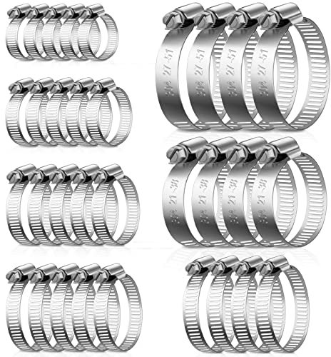 52 Stück 6-51mm Schlauchschellen Edelstahl Set, Leryati Schlauchschelle 304 Schellen, Schlauchklemme Kein Schlauchbinder Mini Rohrschellen und-Schraubzwingen für Pool, Waschmaschine und Garten