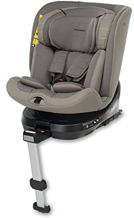 Foppapedretti Seggiolino Auto Iturn I-Size, Seduta Girevole a 360°, per bambini da 40 a 150 cm di altezza, 0-12 anni, conforme ECE R129, Fissaggio Dualfix (Isofix e non), Safe Body Protection, Desert