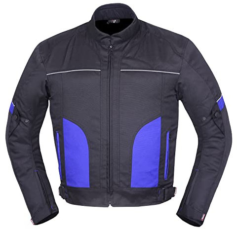 NORMAN Chaqueta para hombre, para motocicleta, de verano, impermeable, textil Cordura, CE, blindada, 7 colores, azul, M