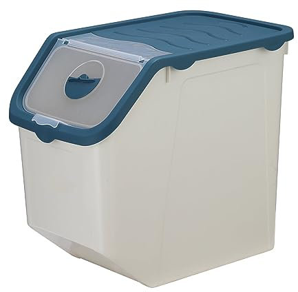 Pet Food Container for Dogs and Cats with Measuring Cup for Dry Food Storage - Bird Seed and Feeding Supplies - Outdoor and Travel Pet Food Storage Container - 15 KG - L Size (Blue)