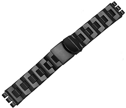 HEPUP Für Swatch massiven Kern Metall Armband konkave konvexe Uhrenkette YCS Yas YGS Eisen Männer und Frauen Stahl Uhrenarmband Keramik Armband, 21 mm, Achat