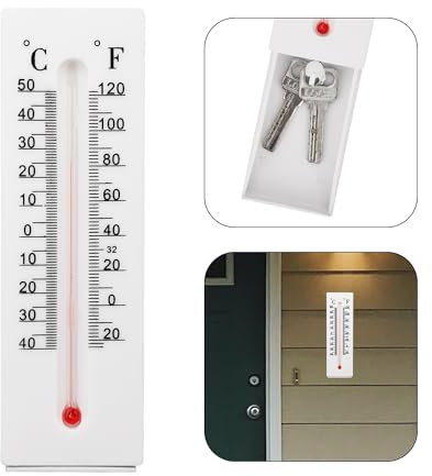 Escondite Llaves Exterior, Termómetro Decorativo Soporte Caja de Llaves Para Ocultar el Compartimento Desvío de Llaves de Repuesto Contenedores Secretos Corrector para Monedas