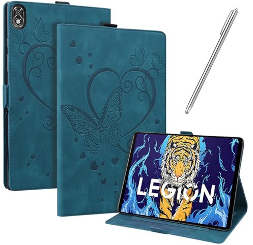 JayModCase Case for Lenovo Legion Y700, PU Leather Flip Stand Function Cover with Card Slot Protective Tablet Case (Blue)