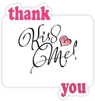 Kiss Me Herz-Zitat Handschrift Thank You Aufkleber Zitat Grateful