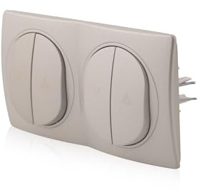 Intratec Nobilis Set 2x Jalousie-Schalter + Rahmen 2-fach, horizontal 10AX 250V Silber, Rauf/Runter 80x151mm