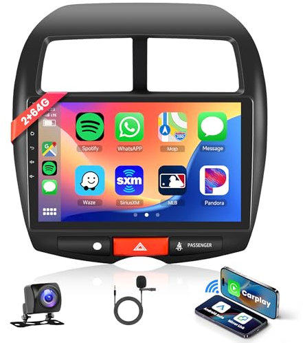 2G+64G Android Radio Coche 2 DIN para Mitsubishi ASX 1/Citroen C4/Peugeot 4008 10.1 Pulgadas Radio Coche con Apple Carplay Android Auto GPS Navi WiFi Mirror Link Bluetooth FM/RDS/Dab Cámara Trasera