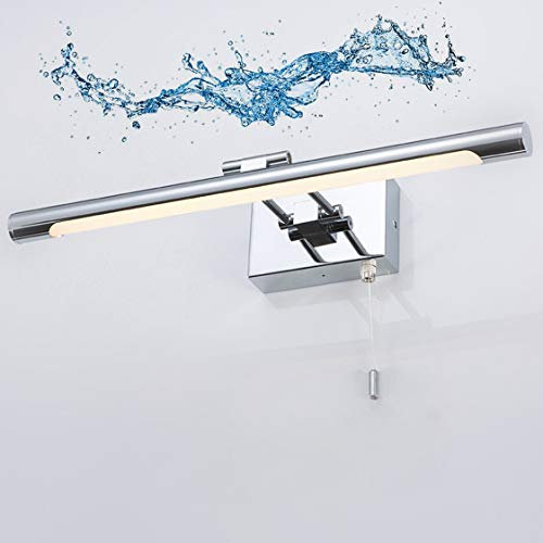 Bathroom Mirror Light, LED Mirror Light Pull Cord Handle Mirror Cabinet Light Mirror Front Light with Switch Make-up Light Waterproof Mirror Front Light