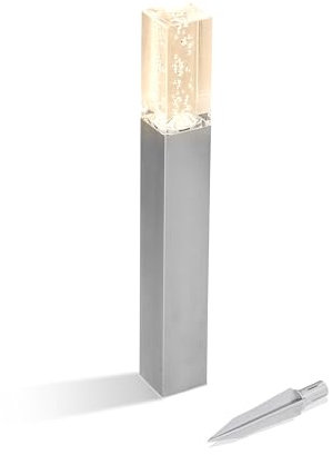 Esotec Solar Standleuchte Bubble Tower 50, Acrylblock mit Luftblasen, Akku, LED Außenleuchte, Wegeleuchte, Gartenlicht, Stehleuchte, Erdspieß, metall, schwarz, H=50cm, außen, wetterfest, 102555