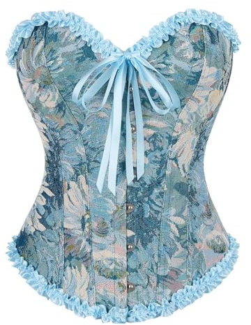 Bslingerie Women Vintage Cottage Core Oil Painting Ruffle Corset Top Lingerie