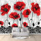 Papier Peint Intissé Coquelicot, Fleur, Fond Blanc 350x256 cm 3D Mural Fond D'Écran Tapisserie Murales Panoramique 3D Mur De Fond Tv Papier Peint Chambre Enfant Adulte Poster Murales