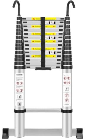 Telescopic Ladder 19FT/5.8M with Detachable Hooks Aluminium Stainless Steel Folding Ladder with EN131 and CE Standard