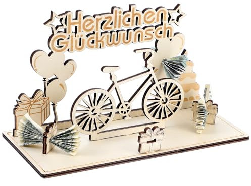 AOZUO Originelle Fahrrad Geburtstag Holz, Fahrrad Deko Hochzeit Geldgeschenk Geburtstag Geldgeschenk Fahrrad Geschenkideen Hölzern für Radfahrer Freunde Familie Liebhaber