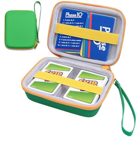 Spielkarten Box, Spielkarten Etui, Wasserdicht Kabeltasche Organizer Spielkarten Tasche Grün Leicht Spielkarten Box für Desktop Karten Und Kleine Zubehörspeicher (15.8×12.5×5cm)