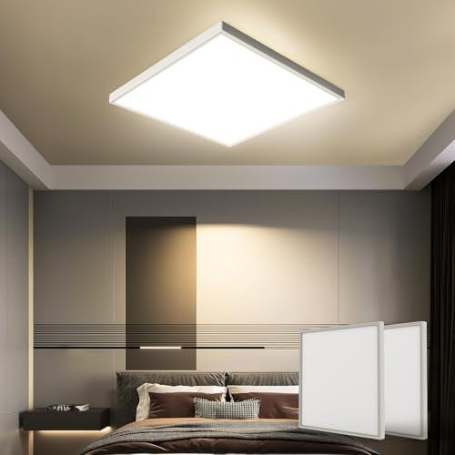 OTREN LED Lámpara de Techo, Plafon Techo Cuadrada 4000K, IP44 Luz de Techo Moderno para Dormitorio Infantil Baño Cocina Sala de Estar, 23CM 1800LM (Pack of 2)