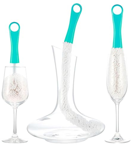 3 Stück Reinigungsbürste Für Weingläser, Karaffe & Gläser Glasreinigungsbürste Biegsam,Multifunktions Reinigungsbürste,Reinigungsset Bürste,Reinigungsbürste Dekanter,Kelche,Gläser,Becher (Grün)