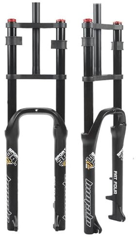 KLYso for 4,0 Zoll Fat Tire ATB/BMX Elektro-Fahrrad-Federgabel Scheibenbremse Luftstoßdämpfer 4.0 Fat Bike Gabel 1-1/8 Schaft 170mm Federweg QR(Black)