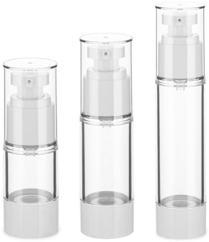 IFDGCTK Clear Airless Pump Bottles, Lotion Dispenser Travel with Pump, Vacuum Plastic Travel Size Lotion Bottle for Foundation, Creams, Cosmetic(3 Pack)