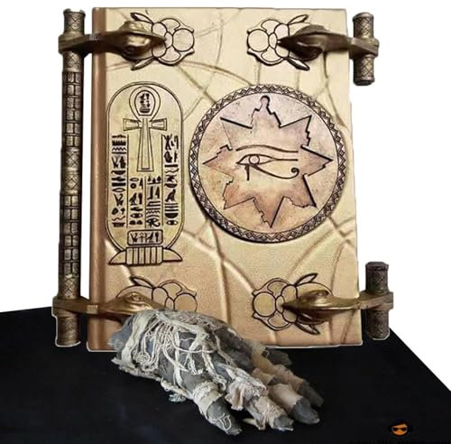 Creepy Book Prop - Réplique de livre égyptien, Accessoire de momie, Livre des Morts | Accessoire de film d'horreur, réplique de livre funéraire, livre magique unique avec ornements, souvenirs de colle
