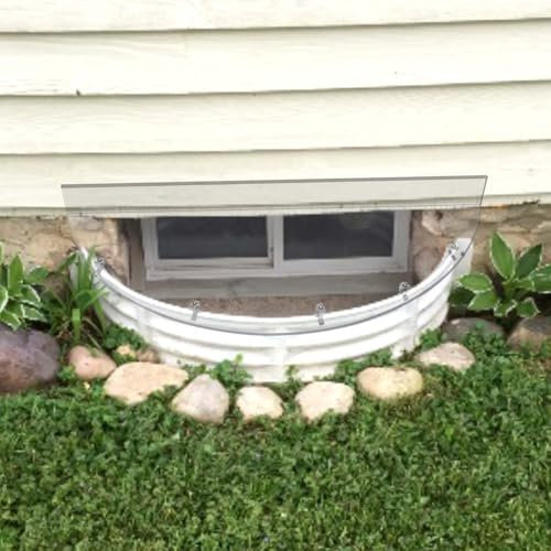 UEDET Window Well Covers Outside, Heavy-Duty Polycarbonate Basement Window Well Covers, All-Weather Against Debris, UV Resistant, Tear-Resistant, Waterproof, Windproof (Only Cover)39 X 18
