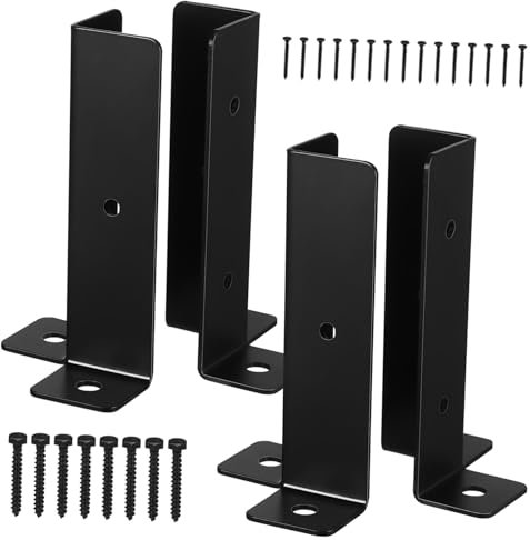 DOITOOL 4pcs Deck Post Base Brackets for Fence Post Support Heavy Duty Fence Repair Brackets for Gazebo and Bracing