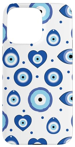 Mati Nazar Blue Preppy Ästhetisches Evil Eye Muster Hülle für iPhone 15 Pro Max