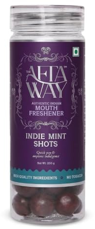Aftaway Indie Mint Shots 7.05 oz (200 gm) - Traditional Indian Paan With a Contemporary Twist, Fennel Seeds, Gulkand for Mouth Freshening, No Artificial Preservatives, Vegan, No Tobacco, Non-GMO, Indian Mukhwas