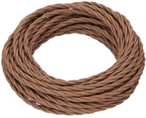 sourcing map Cable de tela trenzado de 32.8 pies, cable eléctrico cubierto de tela 18/3, cable eléctrico industrial vintage para lámpara colgante, proyecto de bricolaje, marrón claro