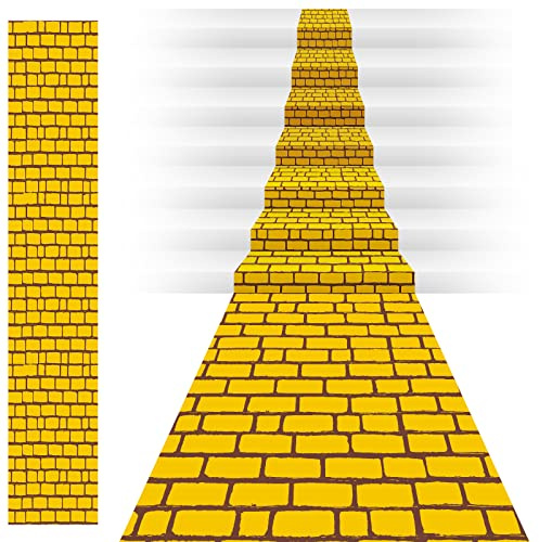 TaoBary Langer Ziegelstein-Bodenläufer, Ziegelmauer-Hintergrund, Teppich für Halloween, Zauberer, Cosplay, Party, Prinzessinnen-Dekorationen (gelb, 137,2 x 20 m)
