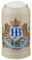 Hofbräuhaus München Stein Bierkrug Löwendekor ohne Zinndeckel 1 L | Original Maßkrug | Bierglas mit HB Logo, Geschenkidee für Herren und Damen (ohne Zinndeckel, 1 Liter (1 Stück))