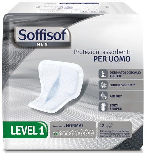 Soffisof Men Level 1 Inkontinenzeinlagen für Männer - 24x Hygieneeinlagen - Doppelpackung mit 12 Einlagen, 2 Tropfen - leichte Inkontinenz